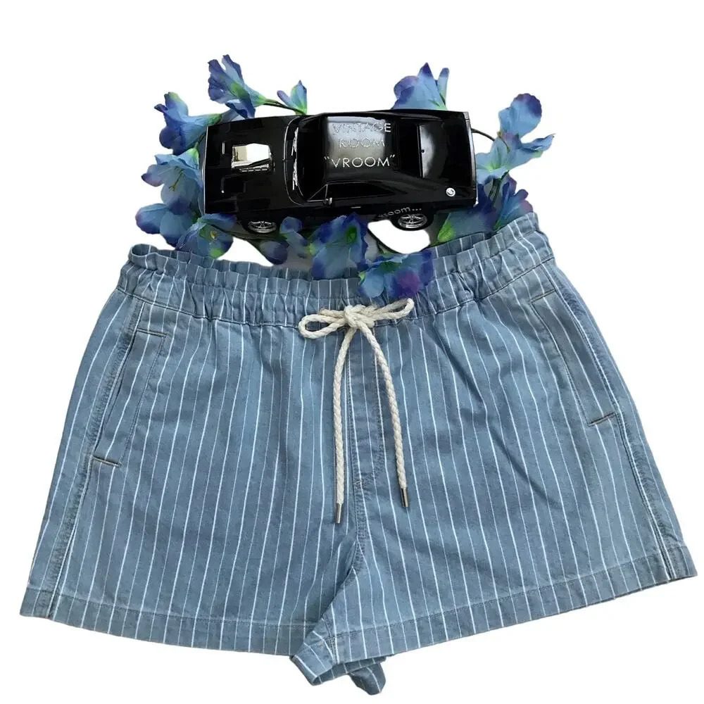LOFT NWT Light Wash with Stripes Pull On Denim Shorts Women Various